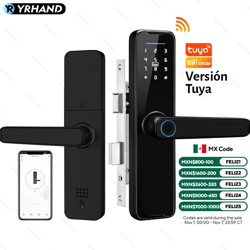 From Mexico cerradura inteligente Tuya Wifi Biométrica remote digital smart electronic lock APP Unlock Smart Lock For home