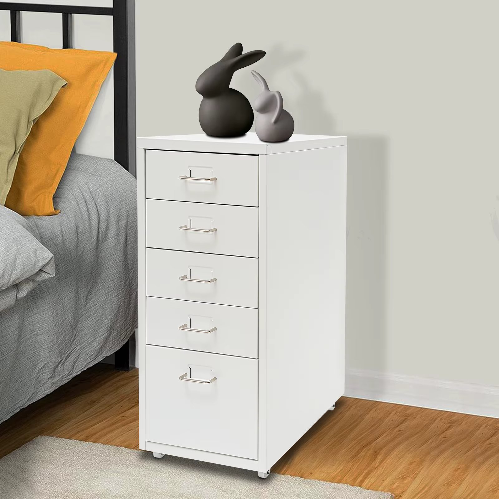 Metal File Storage Cabinet, Storage Cabinet with 5 Drawers, 5-Drawer Storage Cabinet with Wheels