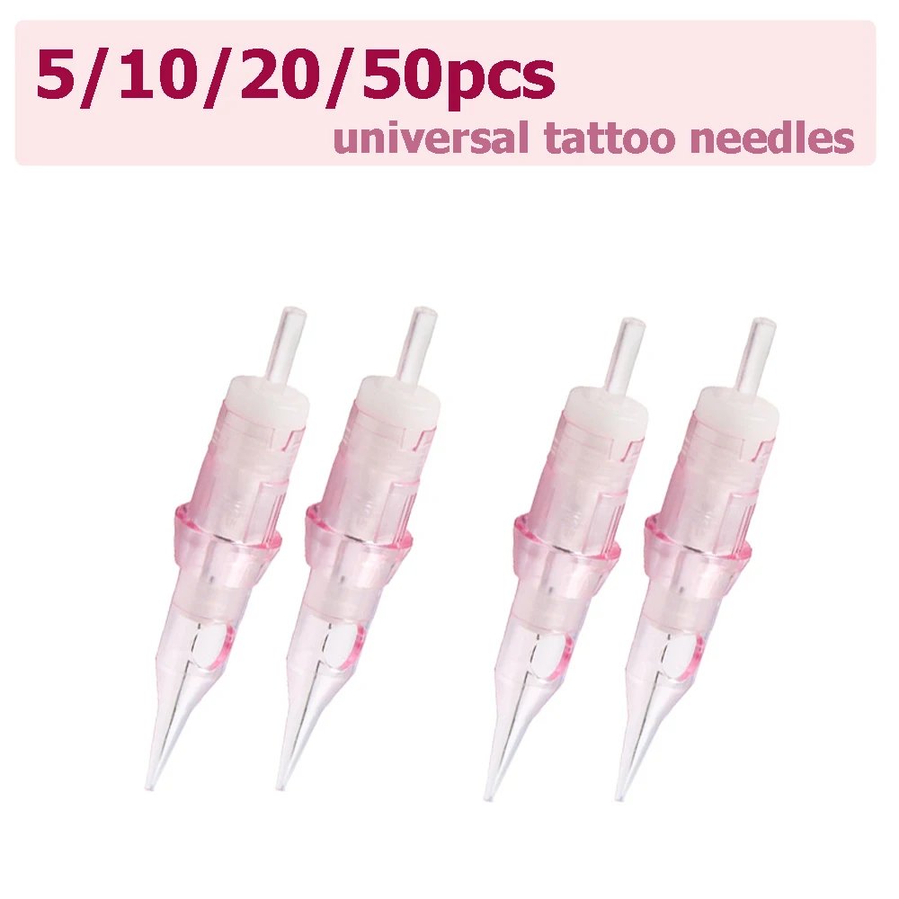 5/10/20/50PCS Tattoo Needles Pink Standard Disposable Tattoo Cartridges With Membrane Round Liner Permanent Makeup Tattoo Needle
