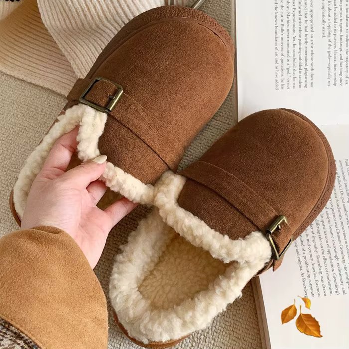 Winter Winter Hairy Slippers suede Fleece Slippers Lasting Mule Women's Hair Shades