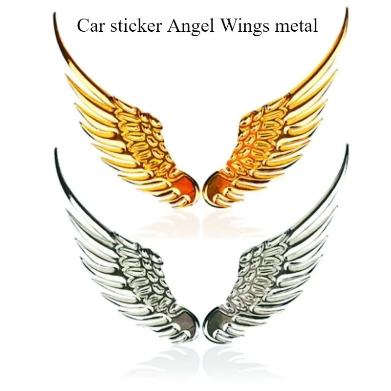 1pair Car Auto Motorcycle Body Sticker 3D Eagle Angel Wings Badge Style Decals Silver/Gold Exterior Accessories Sticker