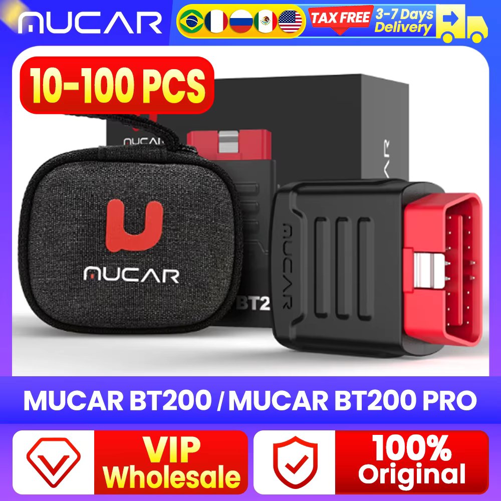 VIP Wholesale 10-50 PCS MUCAR BT200 Full System For All Car OBD2 Bluetooth Scanner Car Diagnostic Tools Code Reader Old Version