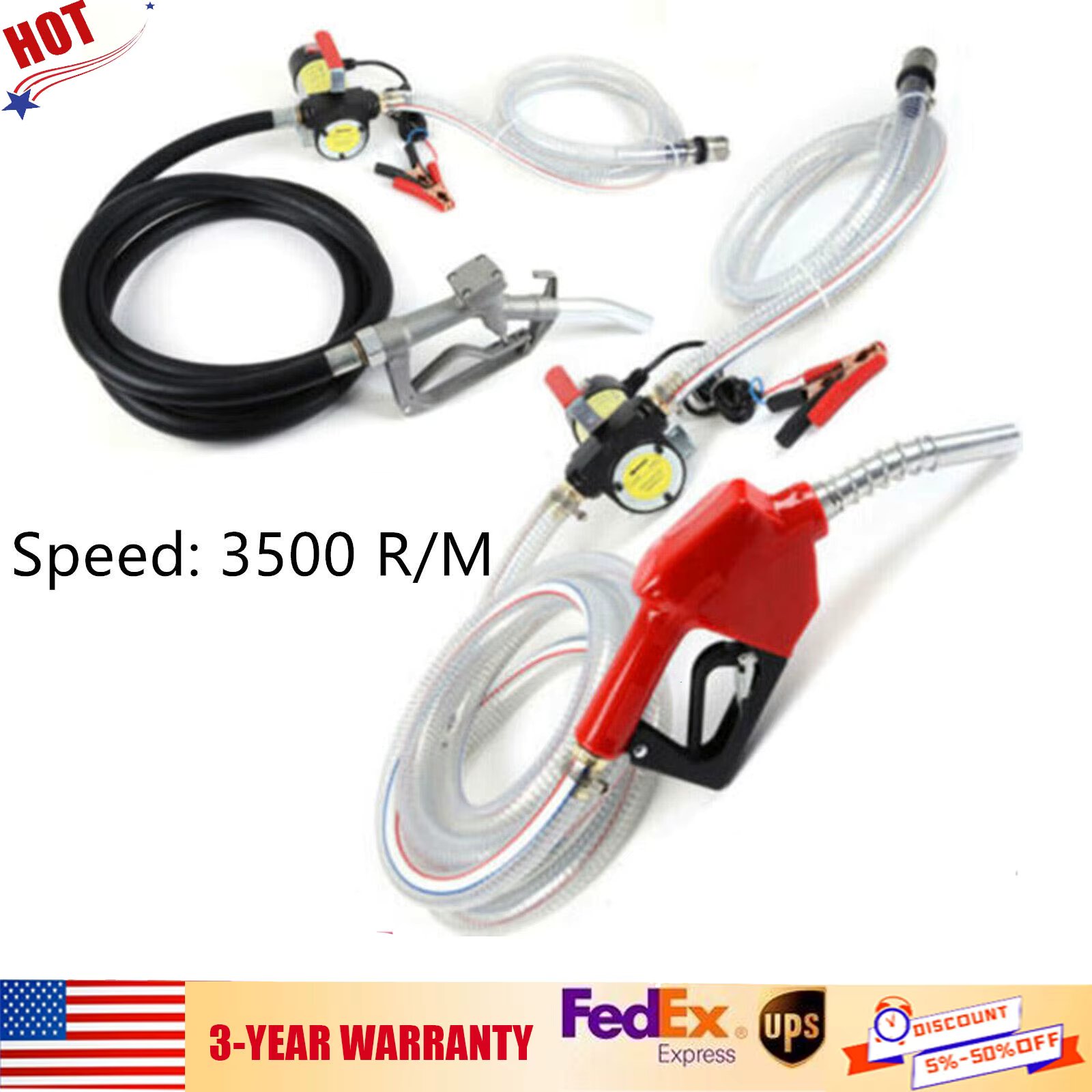 12V DC Electric Fuel Transfer Pump Diesel Kerosene Oil Commercial Auto Portable