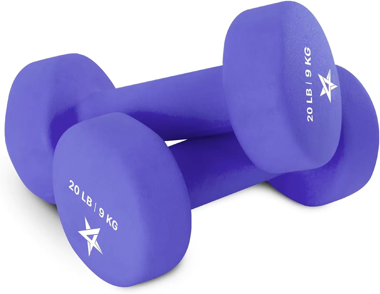 Neoprene Coated Dumbbell Hand Weight Sets of 2 - Multiple Weight Options with 15 Colors, Anti-roll, Anti-Slip, Hexagon S