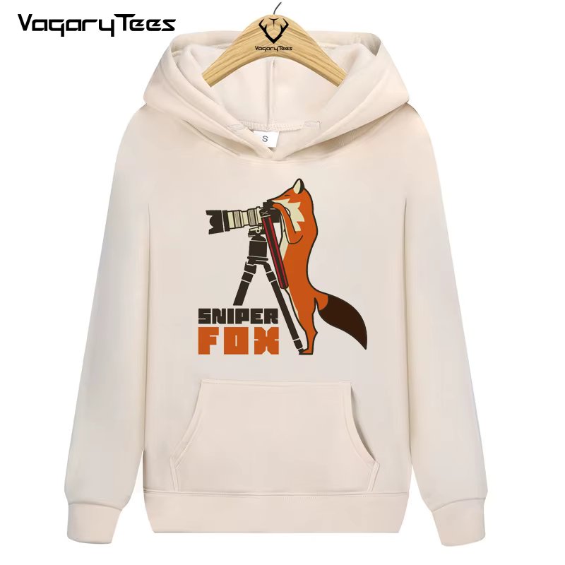 Vagarytees Funny Graphic Funny Photographer Fox Camera With Little Sniper Fox Funny Perfect Gift punk Hip Hop Streetwear Hoodies