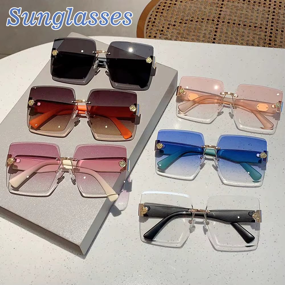 2024 New Frameless Sunglasses Women Fashion Square Personalized Gradient UV400 Sunglasses Retro Glasses For Men Women Outdoor