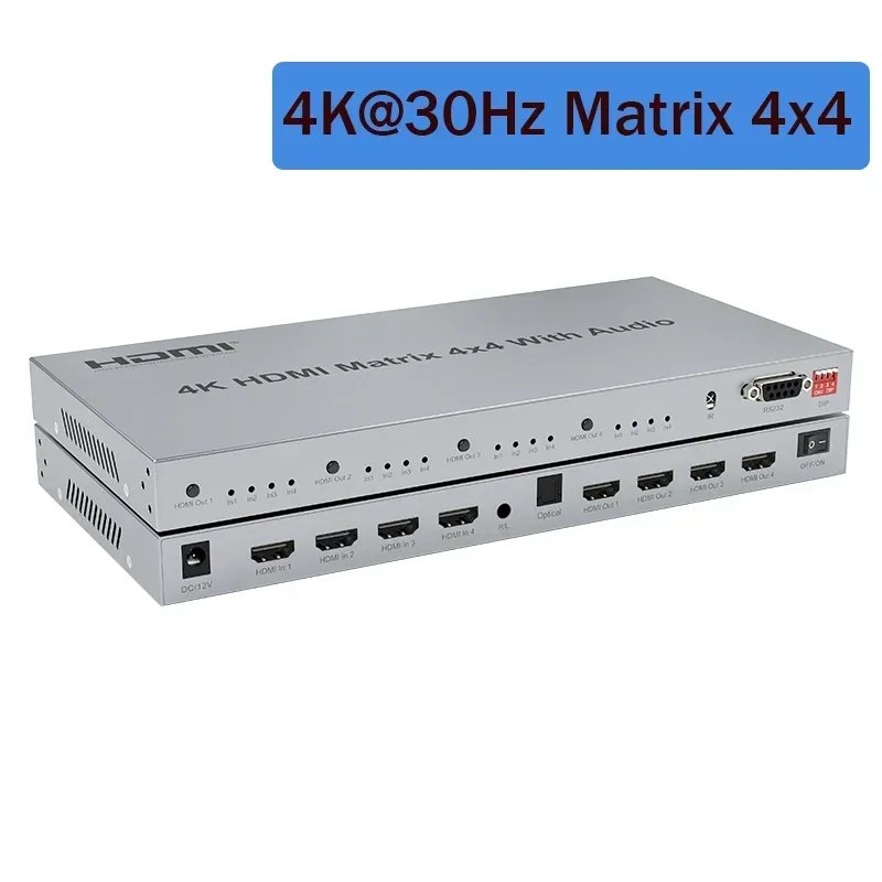 4K 30Hz/60Hz HDMI Matrix Switcher 4x4 with optical Audio Extractor Video Matrix HDMI Switcher Splitter 4 in 4 out HDCP2.2 EDID