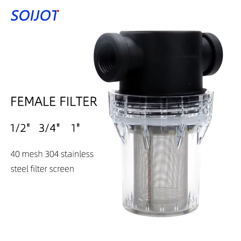 40 Mesh Front Filter Self-Emptying Water Pipe Filtration 1/2 inch 3/4inch 1 Inch Plastic Transparent Irrigation Sweeping Car Wa