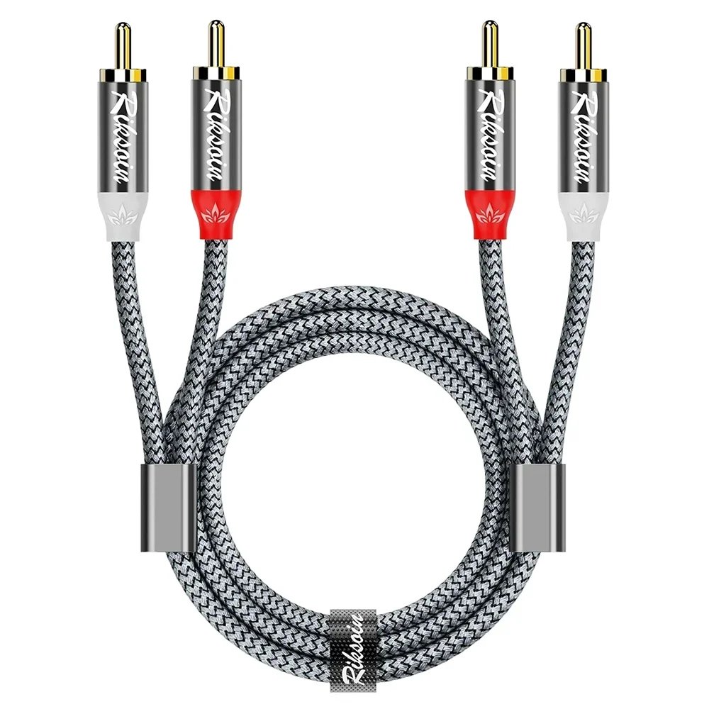 RCA Cable 2-RCA Male To 2-RCA Male Subwoofer Audio Cable Aux Stereo Audio Cord for HDTV Home Theater Console DVD Player Etc