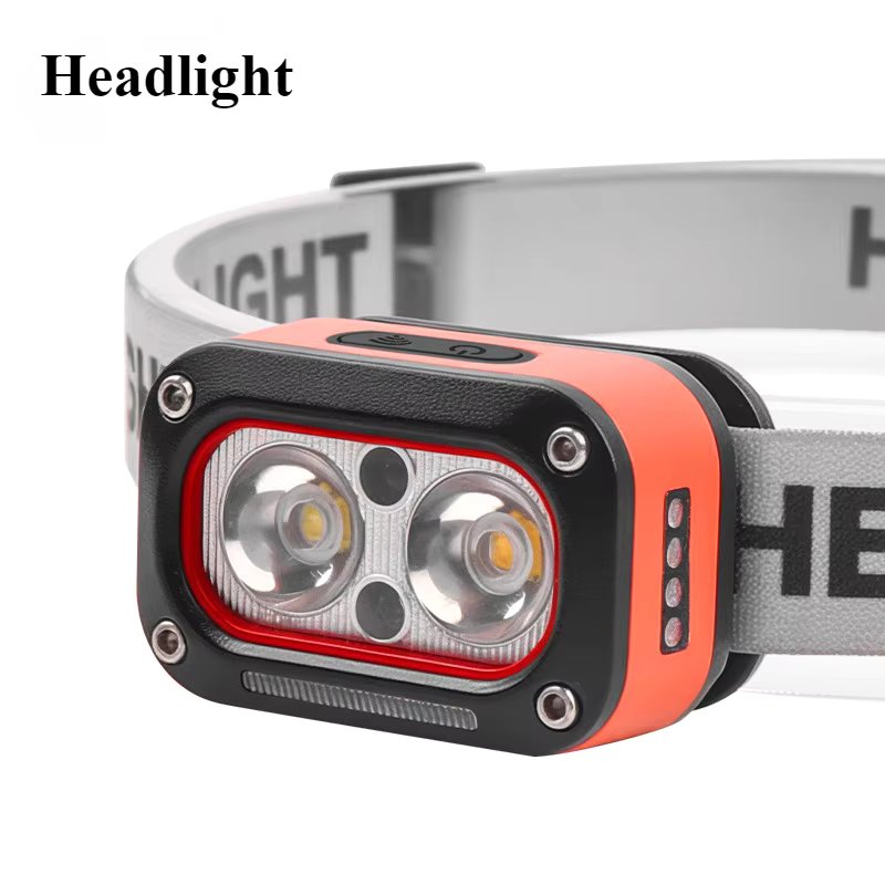 ABS Plastic Black 700mAh 2*XTE Three Light Source Headlight USB Charging Outdoor Night Run LED Lighting Head Lamps Headlights