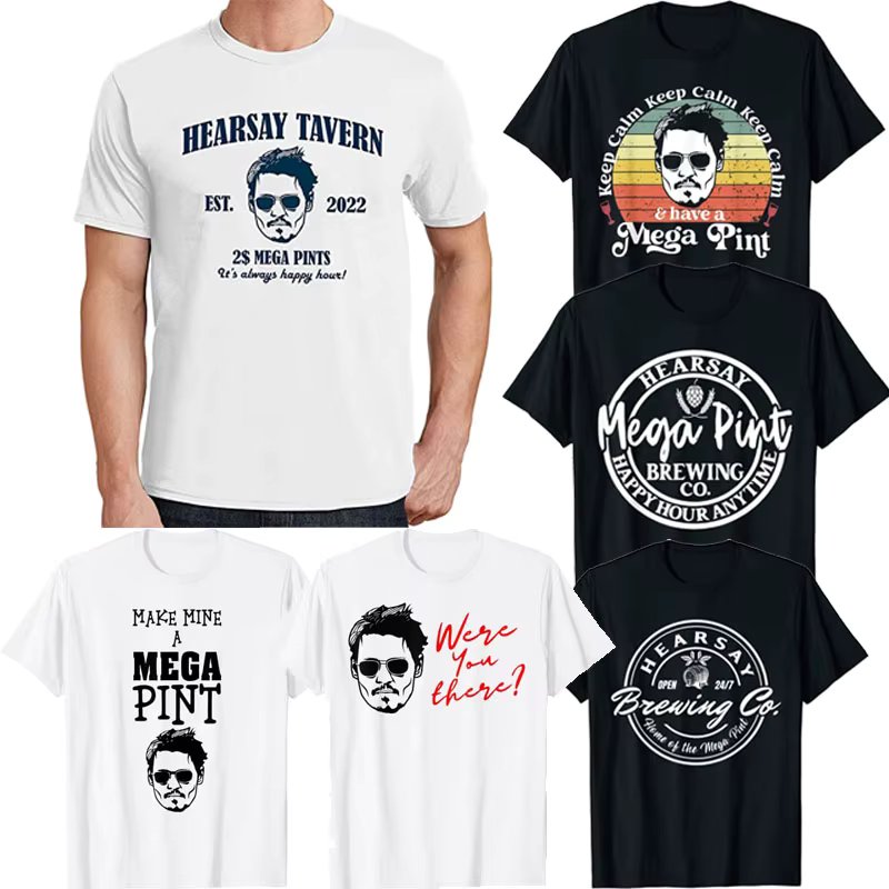 Hearsay Brewing Co Home of The Mega Pint T Shirt Justice for Johnny Depp Sayings Quote Hearsay-Tavern Clothes Graphic Tee Tops