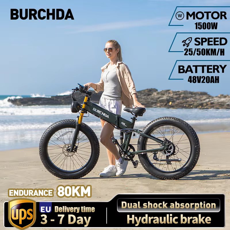 OTlDA R5PRO 1500W50KM/H Foldable Mountain Electric Bicycle 48V20AH Lithium Fatbike 26 Inch Electric Bike For Adults Motorcycle