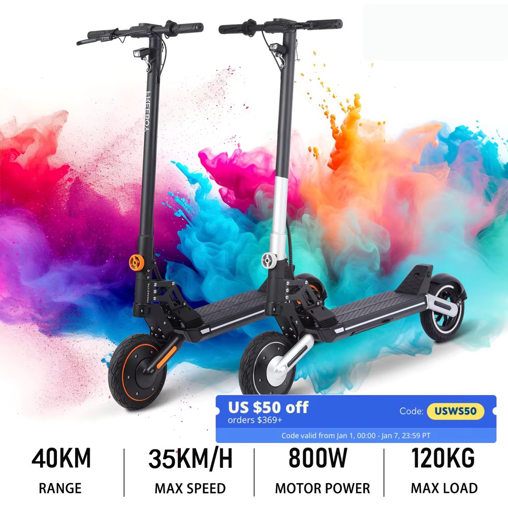 Foldable Electric Scooter ,48V 800W Motor E-Scooter,Range 25 Miles,20 Mph, Load 330lbs Electric Scooter for Heavy Adults