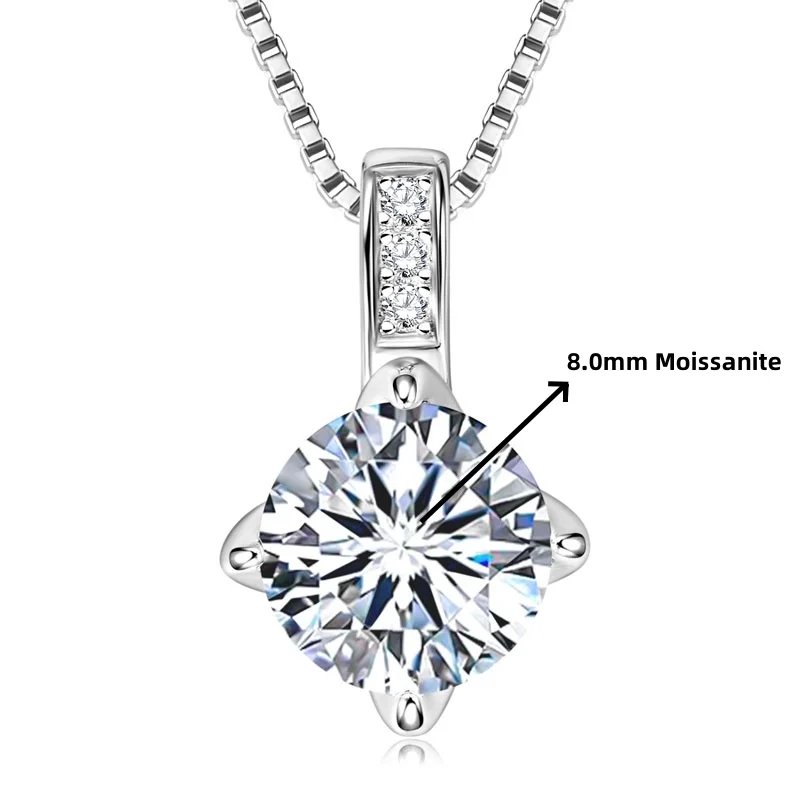 IOGOU Sparking 6.5mm 8mm 9mm Full Moissanite Diamond Pendant Necklace Gift for Women Pure Silver 925 Fine Jewelry GRA Certified