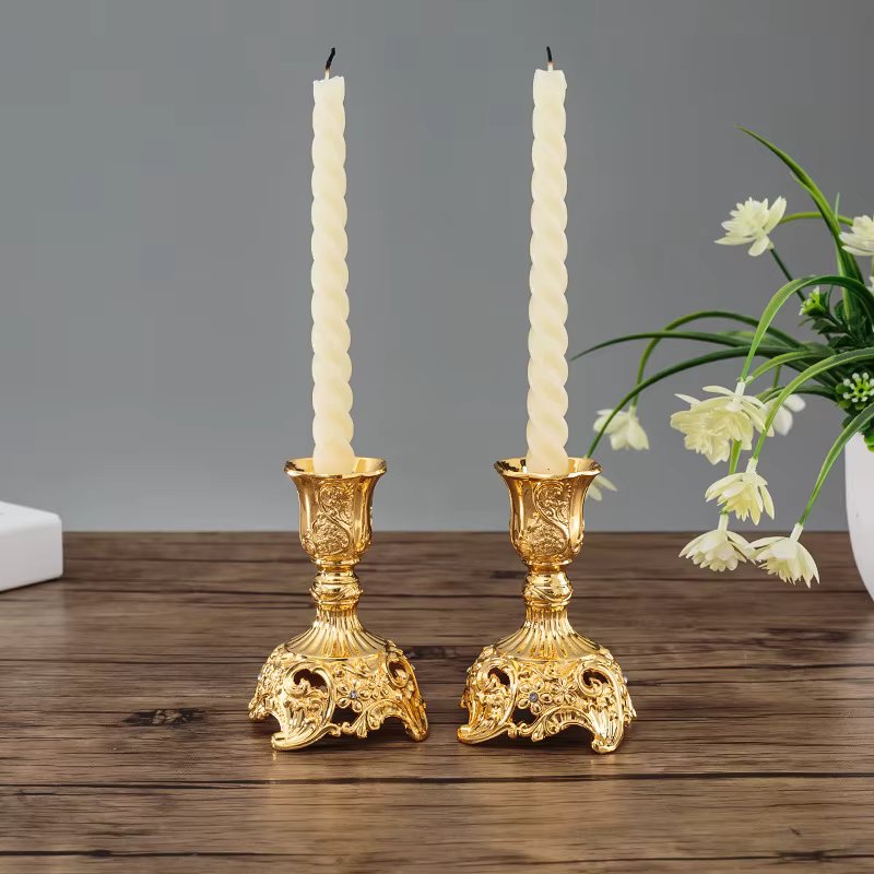 2Pcs Gold Silver Candle Holder Europe Wedding Metal Candle Stand God Candlesticks Metal Antiques Table Home Decoration