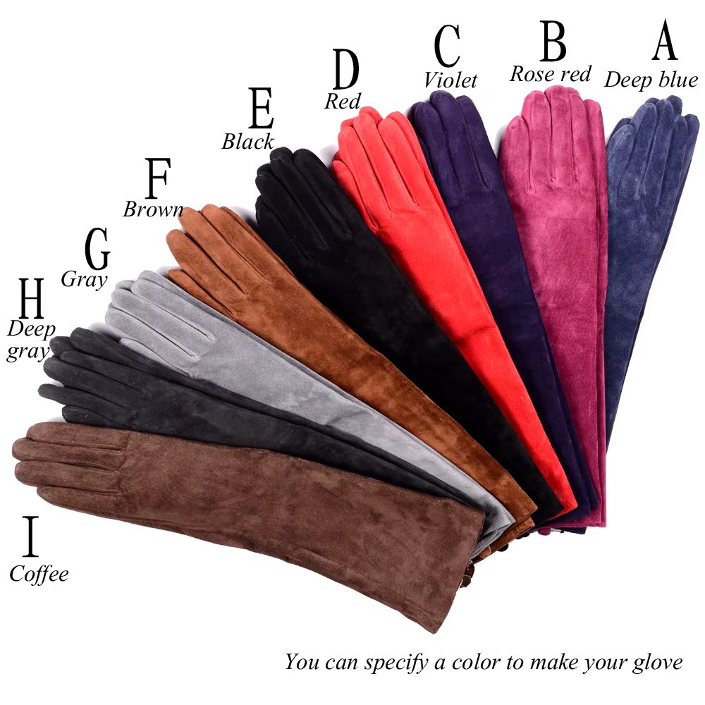 30 40 50 60 70cm Women's Ladies Real Suede leather Winter Tender Party Long Evening Gloves Opera/Long Gloves