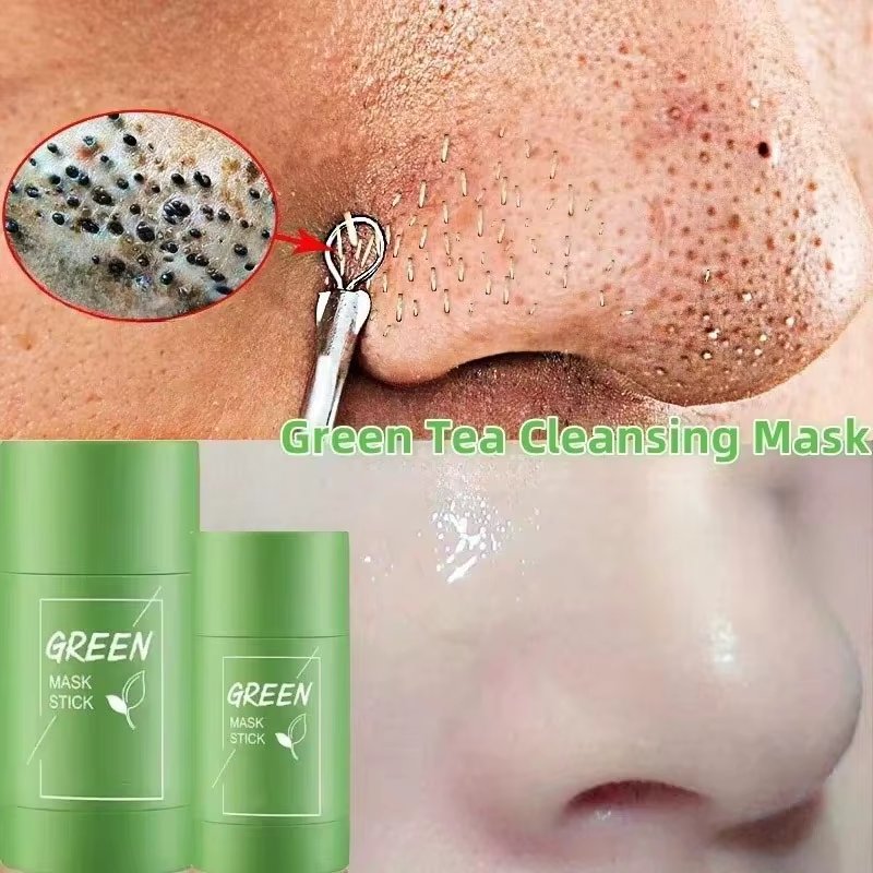 Green Tea Remove Blackhead Solid Mask Dispel Acne Blemish Cleansing Stick Mask Shrink Pores Tighten Whitening Skin Care Products