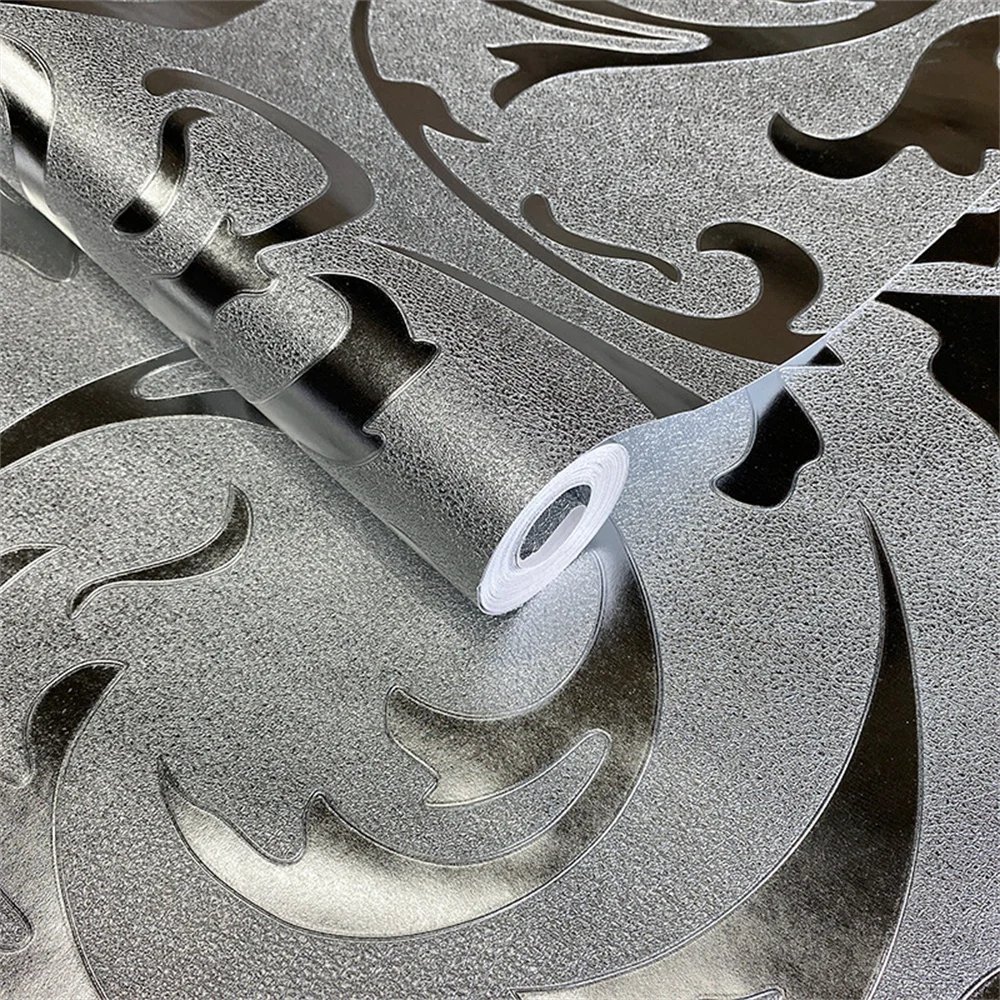 3D Stereo Gold Foil Wallpaper for Living Room Bedroom Ceiling Luxury Gold Silver Floral Wallpaper Reflective Wall Covering