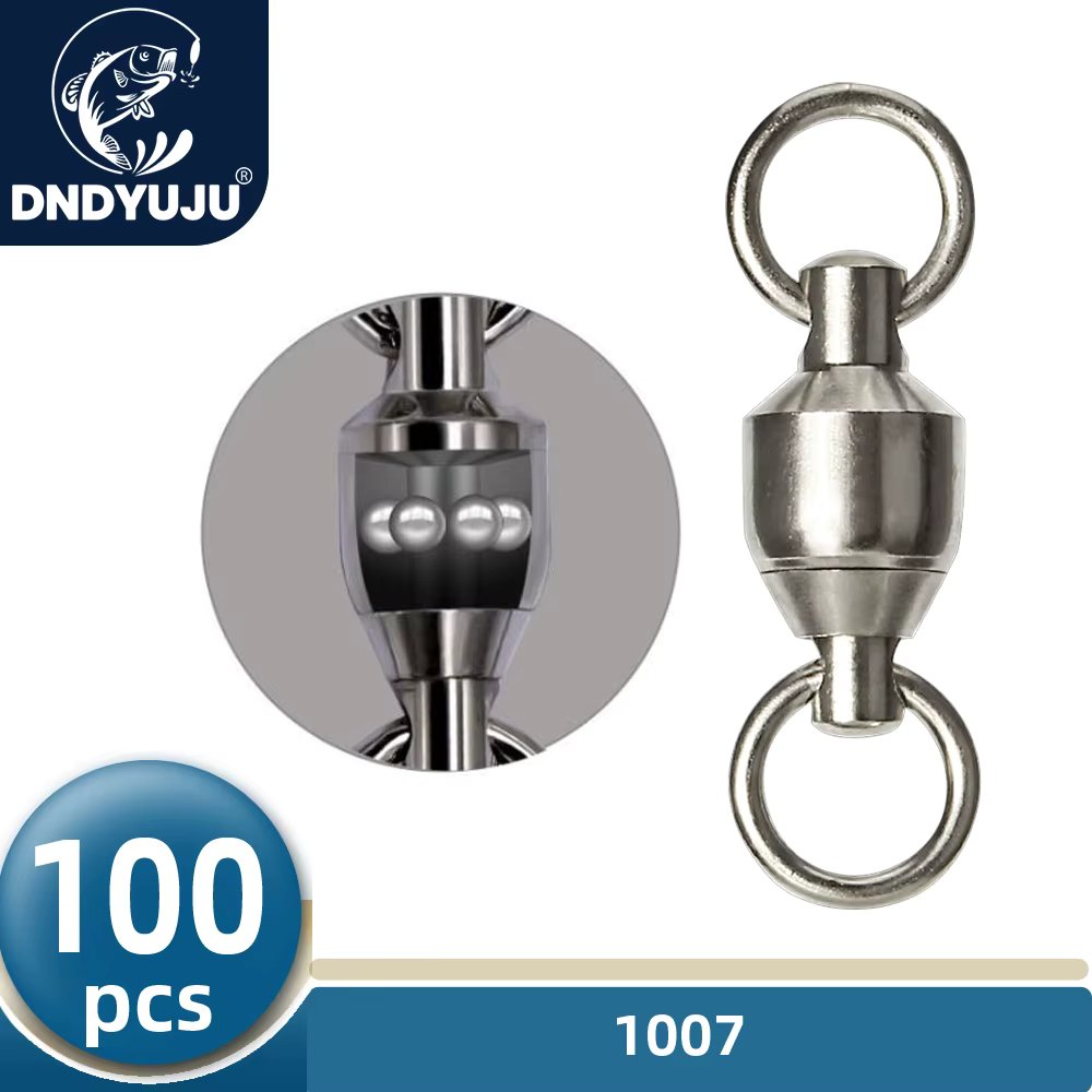 DNDYUJU 100pcs Heavy Duty Ball Bearing Fishing Connector Rolling Swivel Stainless Steel Solid Ring Fishing Accessories
