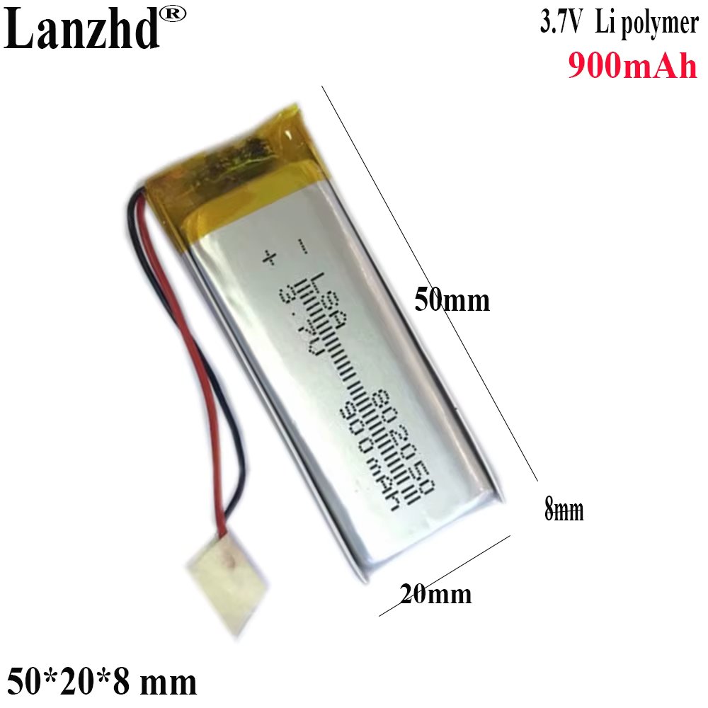 3.7V Li Polymer Battery 800mah For Sex products beauty camera Smart wearable beauty products Medical digital products 802050