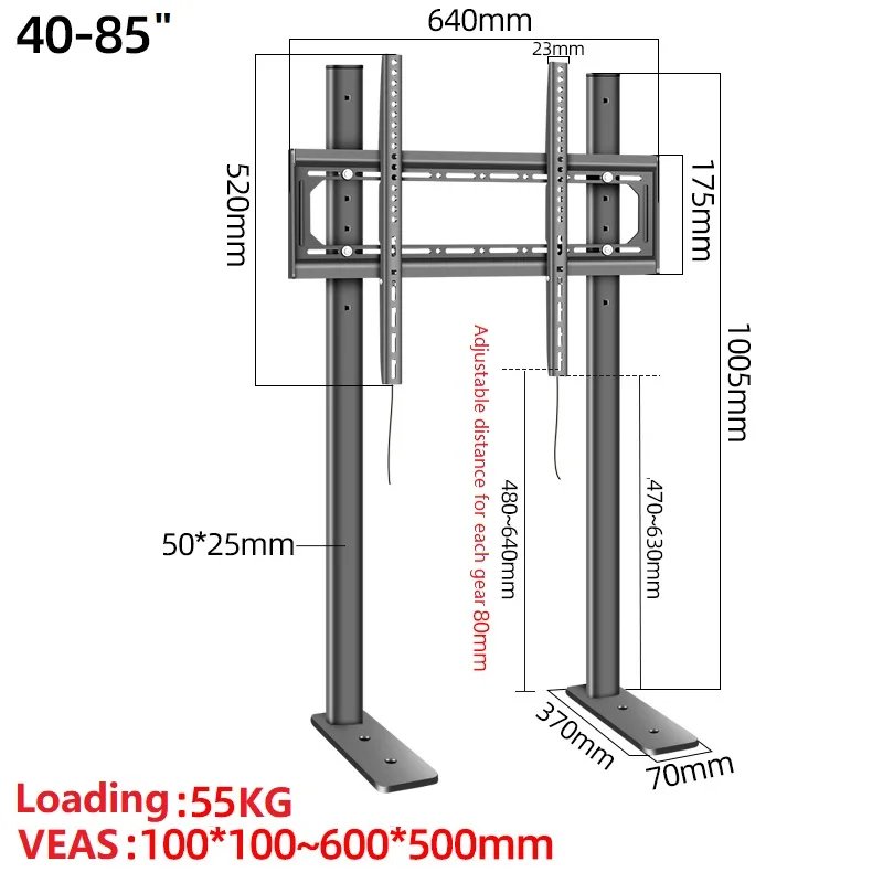 HILLPORT Universal TV Stand Base For 40''-85" Plasma LCD Flat Screen Height Adjustable Monitor Mount Arm Bracket Load Suporte P9