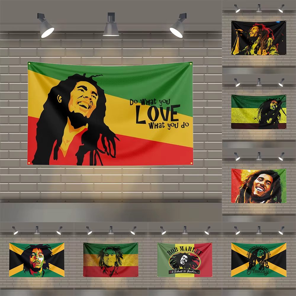 3x5 Ft Reggae Bob Marley Singer Flag Polyester Printed Music Flags for Room Garage Decor