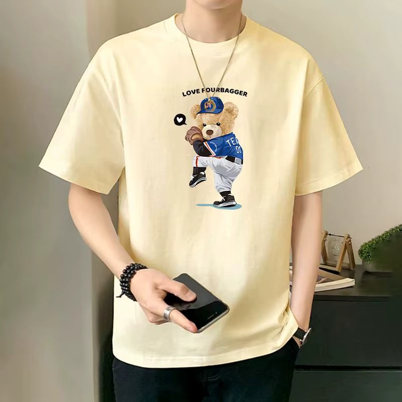 Trend In Men Men's Pure Scotton Half-sleeved Box Searling Overfit T-Shirt Big-size TS1996