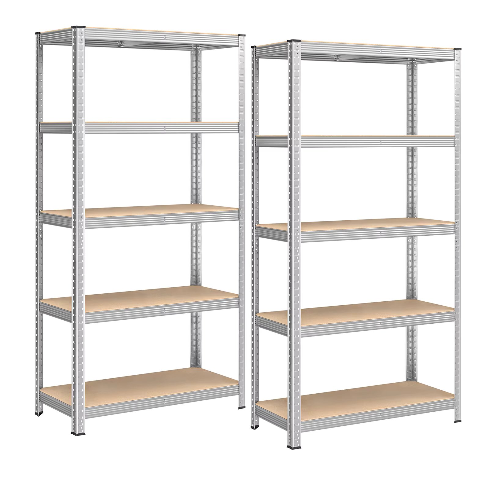 SONGMICS 5-Tier Heavy-Duty Shelving Units, Set of 2 Steel Shelving Units for Storage, Boltless Assembly, for Garage, Shed