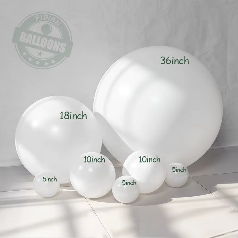 Thickened Matte Pure White Round Balloon 5" 10" 12" 18" 36" Giant Latex Helium Ballons Girl Birthday Decoration Wedding Decor