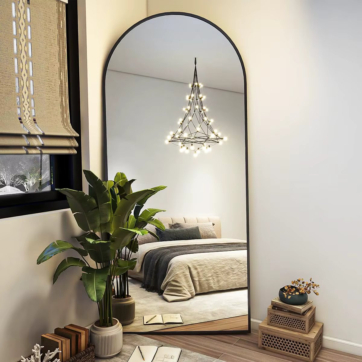 71"x26" Arch Full Length Mirror, Wall Mirror Floor Mirror with Stand Hanging or Leaning, Aluminum Alloy Frame Full Body Mirror