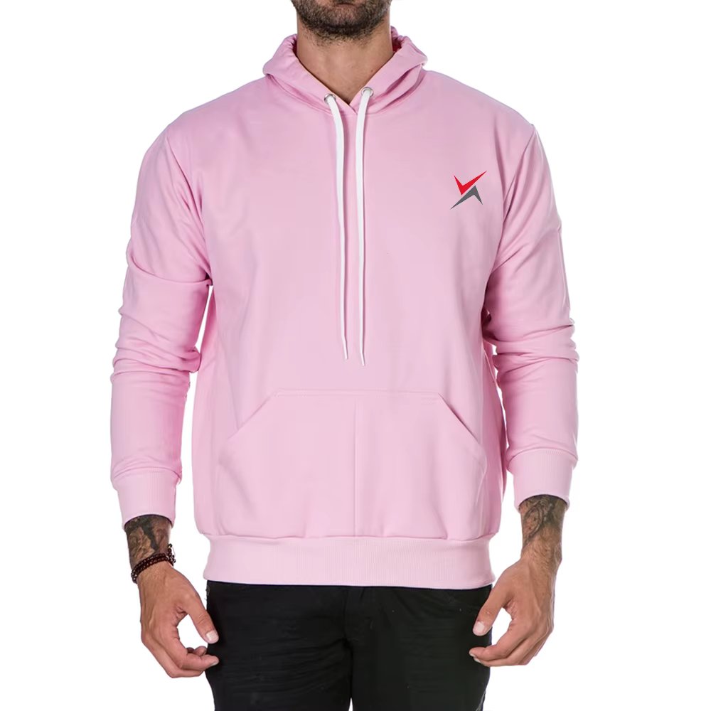Blusa de Frio Moletom Liso Estampa Pequena com Bolso Frontal Canguru Capuz e Punhos