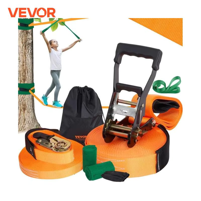 VEVOR Slackline Kit with Training Line Backyard Slack Line Equipment Tight Rope for Kids Adults Complete Slackline Set 