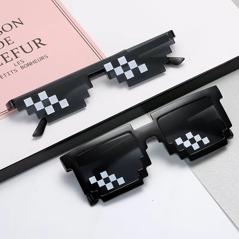 8 Bit Thug Life Sunglasses Shades Pixelated Ladies Sunglasses Eyeglasses Mosaic Sunglasses For Men Women Unisex Gift Toy Glasses