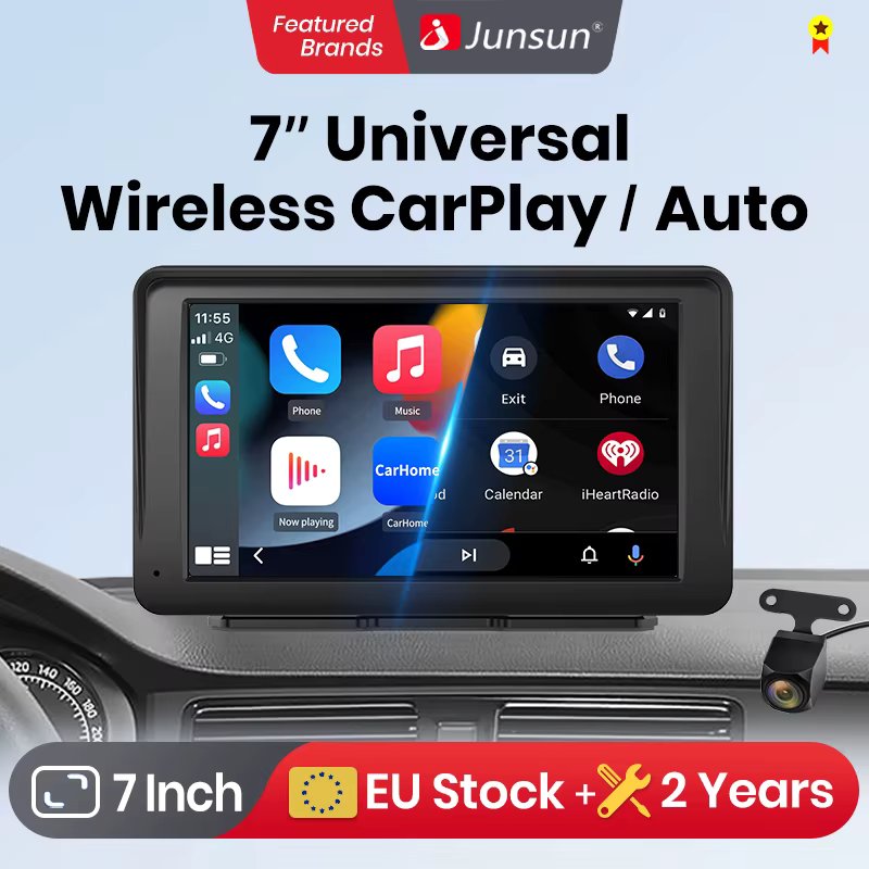 Junsun 7 Inch Touch Screen Car Portable Tablet Wireless CarPlay Android Radio Bluetooth Navigation Car Multimedia Player GPS