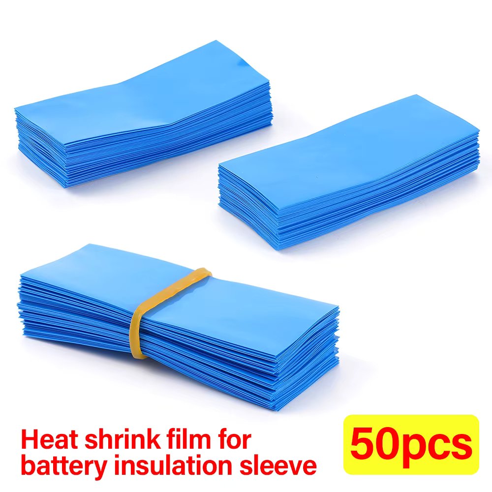 50/100Pcs 18650 Battery Film PVC Heat Shrink Tube Shrinkable Sleeve Tubing Protect Cover Self-Adhesive Insulator Wrap Pack