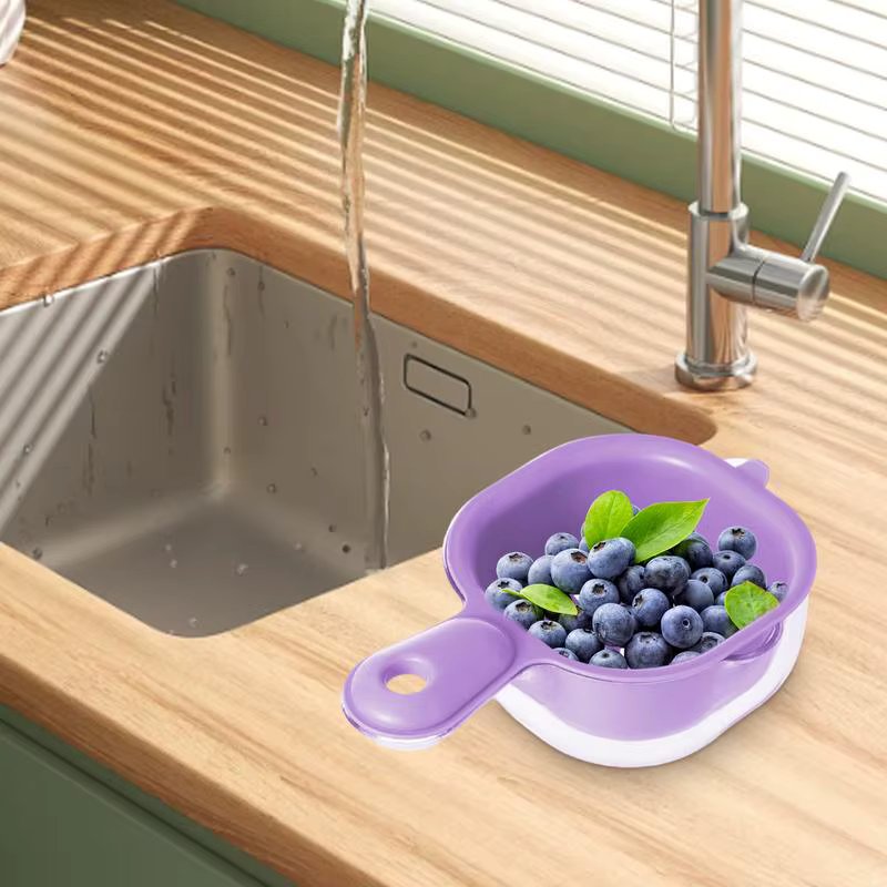 Vegetable Washing Colander Multifunctional Vegetable Colander Berry Basin Double-Layer Veggie Colander Portable Kitchen Colander