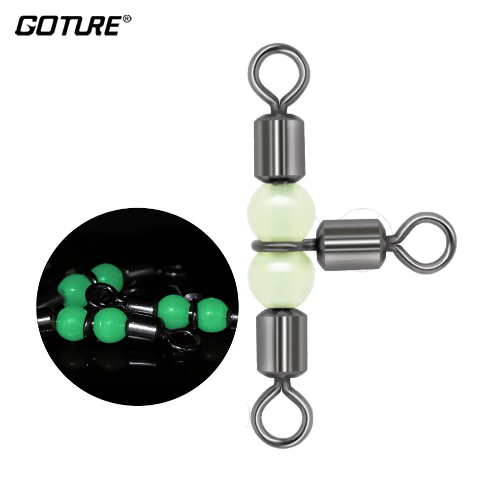 Goture 30pcs/lot Fishing Swivels Luminous Gourd Shape Fishing Swivels 360 DEGREES ROTATION 3-WAY Swivels Fishing Accessories