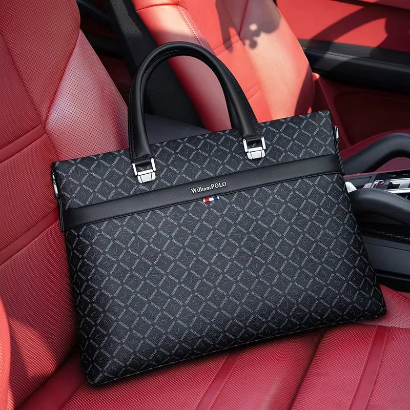 WILLIAMPOLO Business Leather Men Briefcase For Husband Shoulder Bag Man 13" Laptop Briefcases Bags Large Capacity Men's Handbag