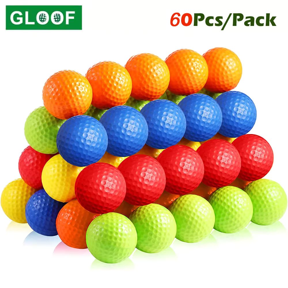 60Pcs/Pack PE Plastic Golf Practice Balls Realistic Feel Flight Training Balls for Indoor or Outdoor Backyard, random Color