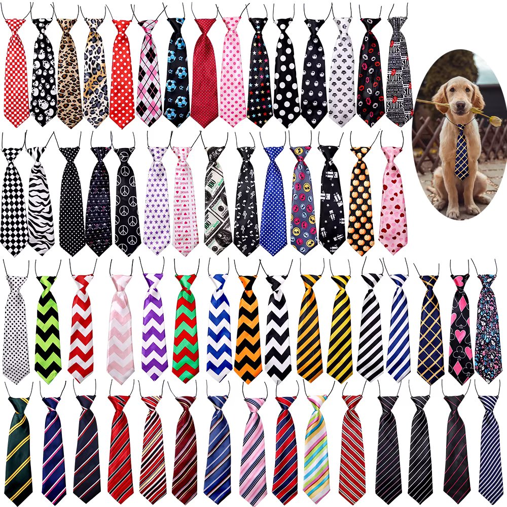 30/50/100PCS Pet Necktie Wholesale Big Dog Bow Tie Mixed Color Adjustable Pet Collar Dog Bow Tie Pet Grooming Accessories