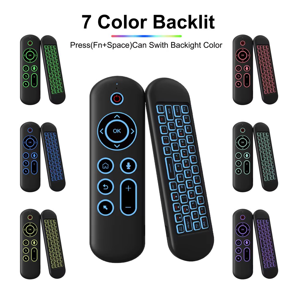 Remote Control Air Mouse Voice Gyroscope 7 Color Backlit Mini Keyboard Dual Mode 2.4G BT5.2 Wireless For Android Smart TV Box PC