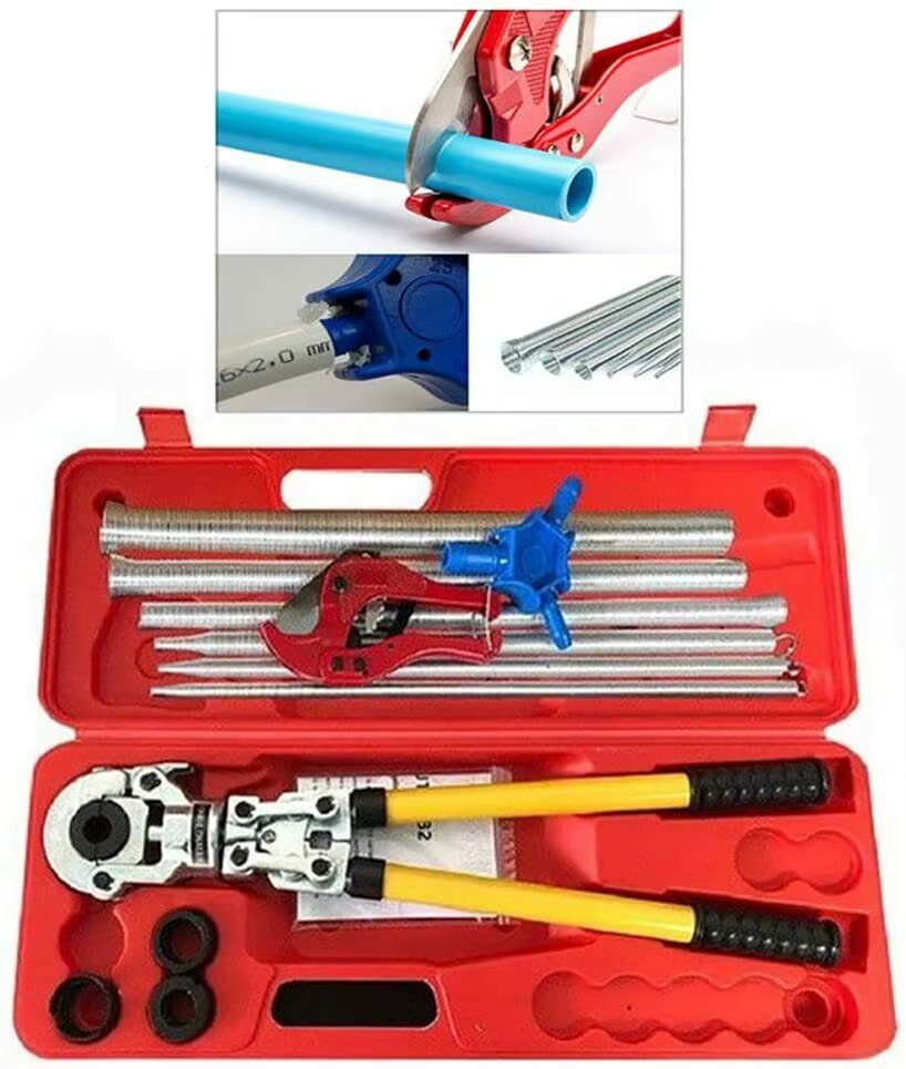 Rohr-Crimpzange Handpresse Kit + 8 Stück Werkzeug 16-32mm PEX Kalibrator Fitting