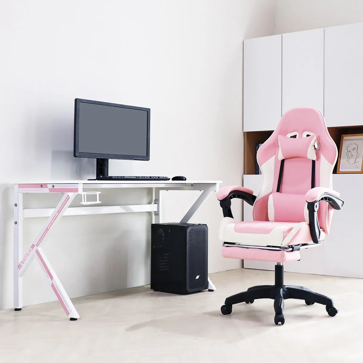 All White + Pink (Footrest O)
