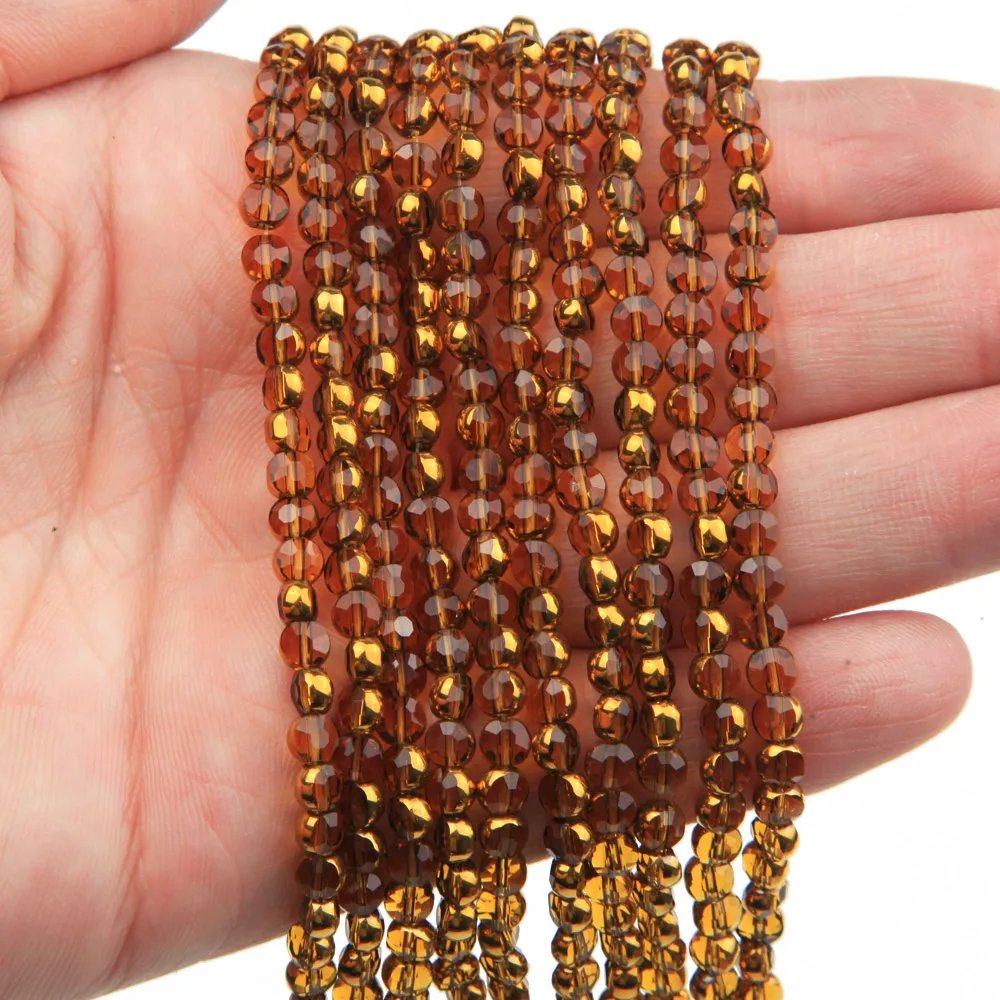 76PCS Mini Faceted Glass Beads for Jewelry Making Bracelets Supplies Necklace DIY Arts and Crafts Accessories 4.5mm