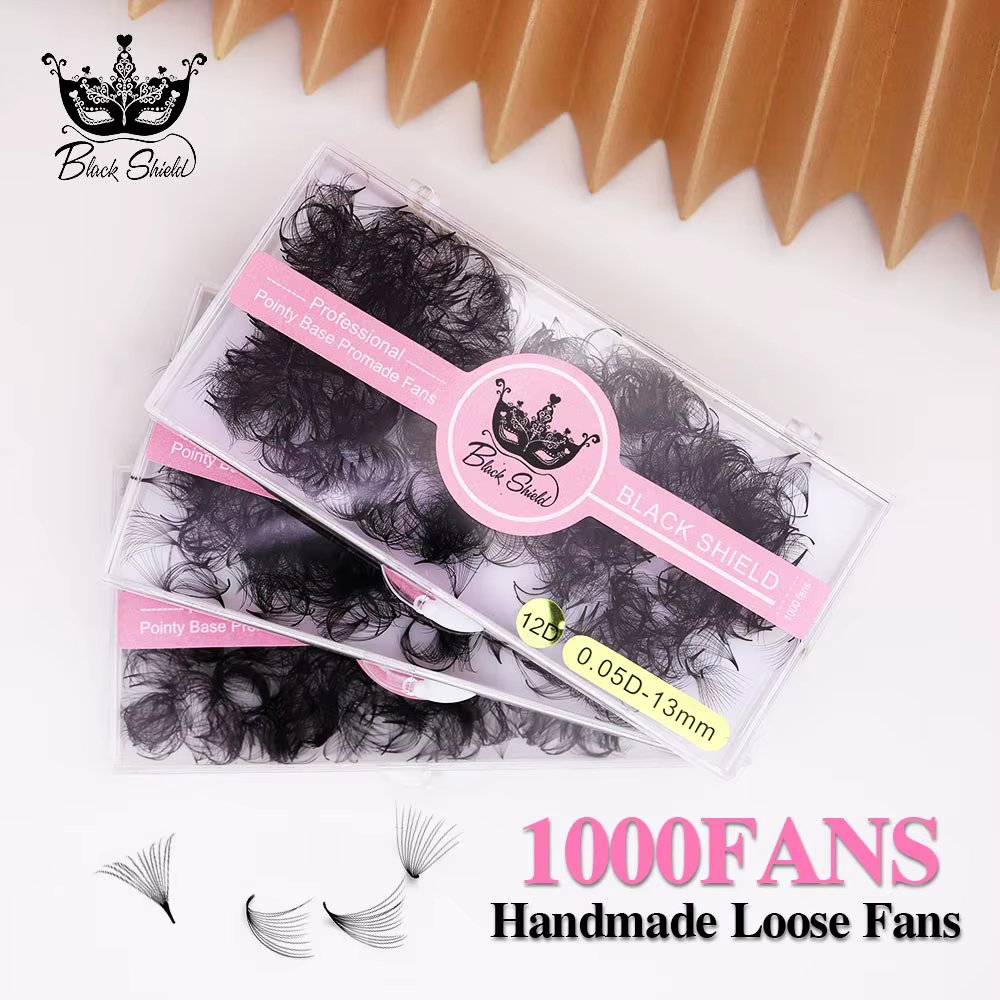 3D-20D 1000 Fans Loose Fan Lashes Medium Stem Sharp Russian Volume Lashes Thin Pointy Base Premade Lash Fans Eyelash Extensions