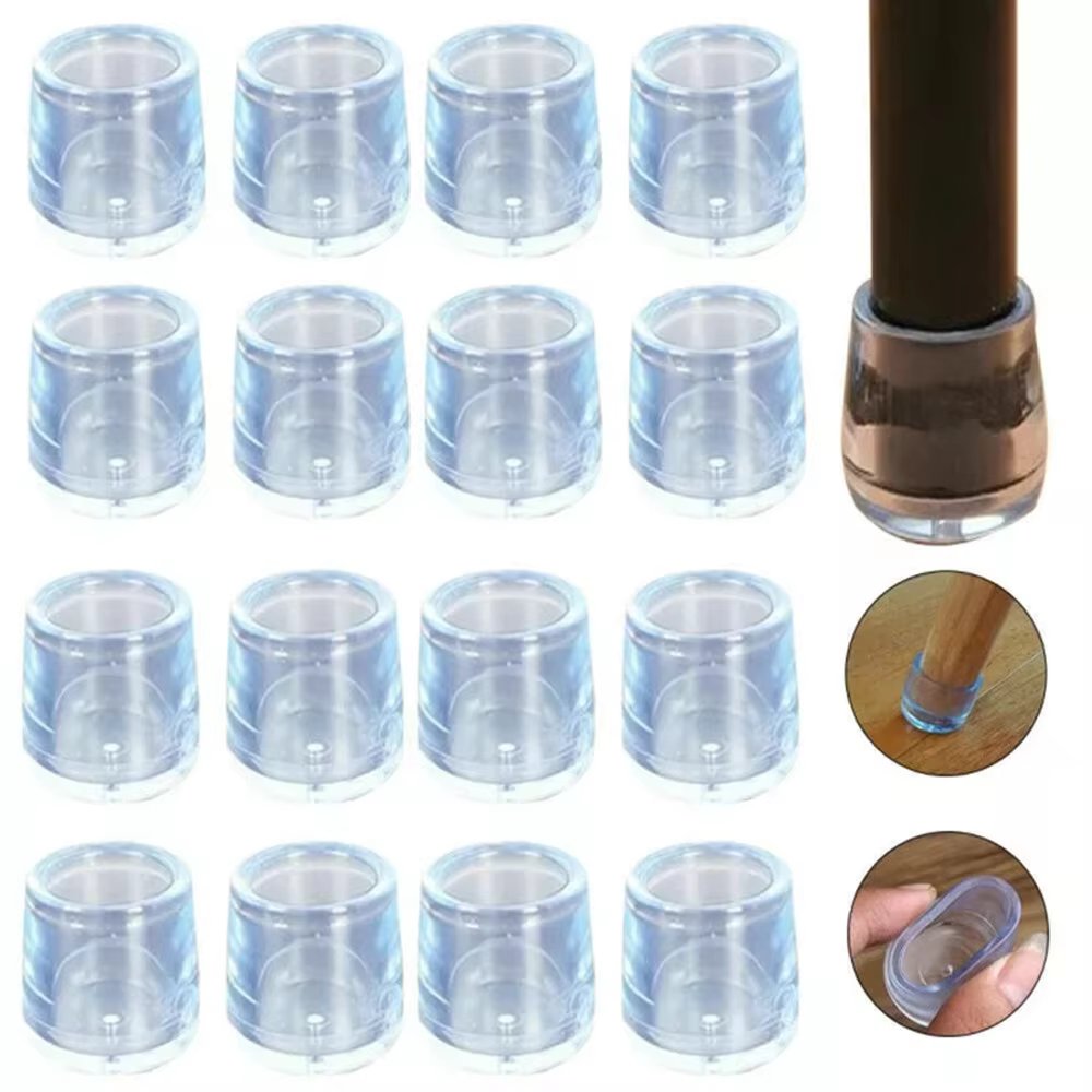 4PC Chair Table Pads Feet Round Furniture Leveling Leg Cover Floor Anti Scratch Protector Caps Home Transparent Non-slip Ferrule