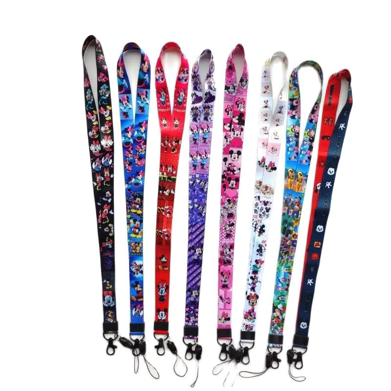 Disney Mickey Minnie Mouse Lanyard for Key Neck Strap Card ID Badge Holder Key Chain Key Holder Accessories