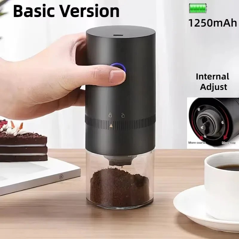 New Portable USB Electric Coffee Bean Grinder 38 Gears External Adjustable 1500mAh Rechargeable Household Mini Coffee Machine