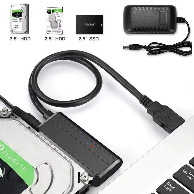 USB 3.0 to SATA Adapter SATA Cable for 3.5/2.5 Inch SSD HDD SATA III Hard Drive Disk Support UASP with External 12V/2A Power