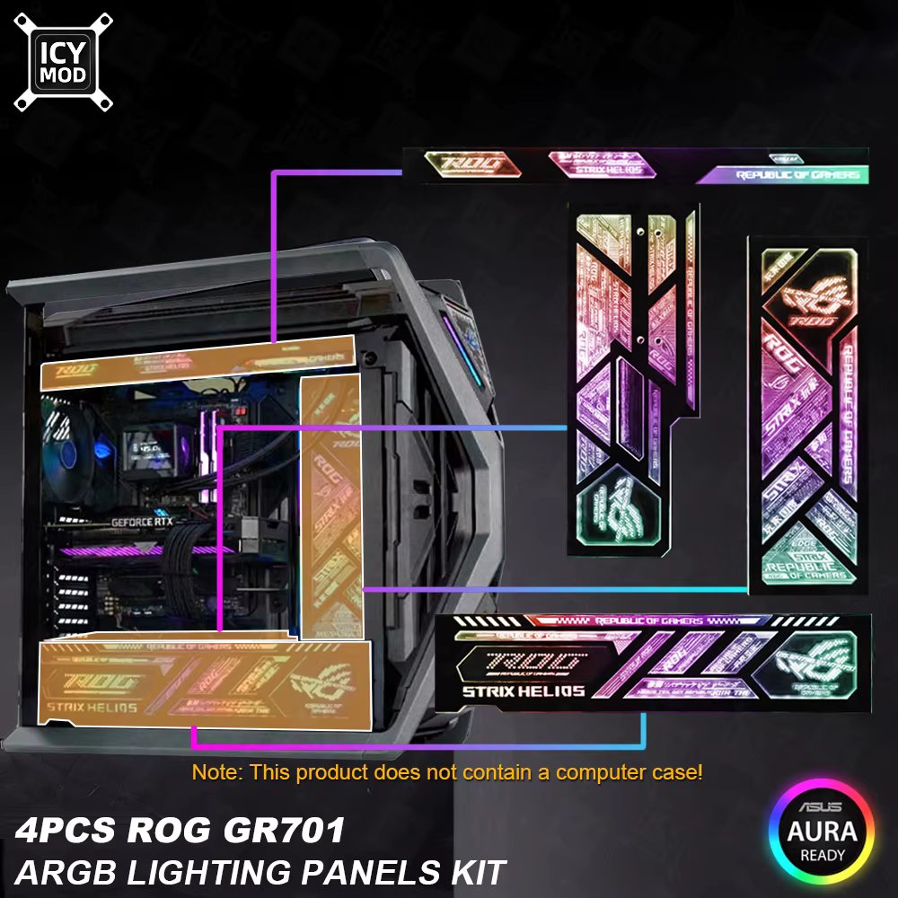4Pcs ROG HYPERION GR701 Chassis ARGB Lighting ASUS PC Case Shroud Suede Panels Custom Gamers Refit Kit 5V ARGB Laser MOD
